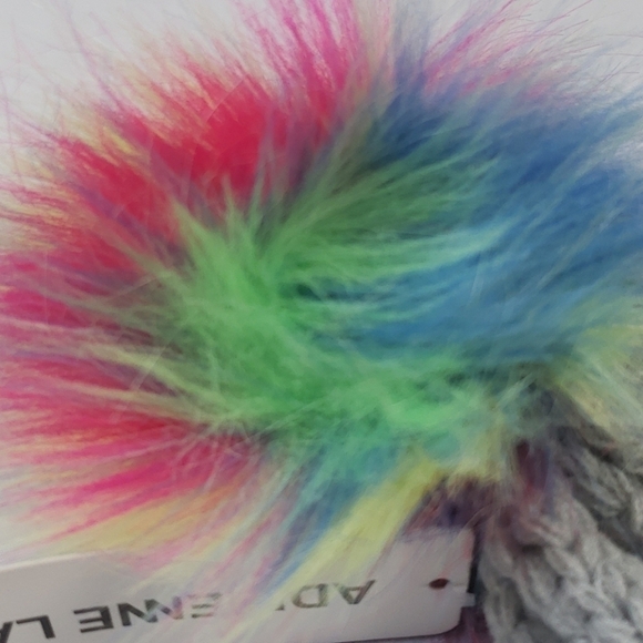 NEW! ADRIENNE LANDAU Knit Pom Pom Beanie Hat. main image 7